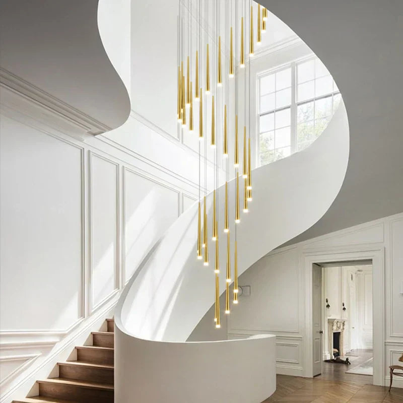 DecorBites™ Golden Tapered LED Chandelier for Modern Living Room, Kitchen, Hall - Indoor Lighting