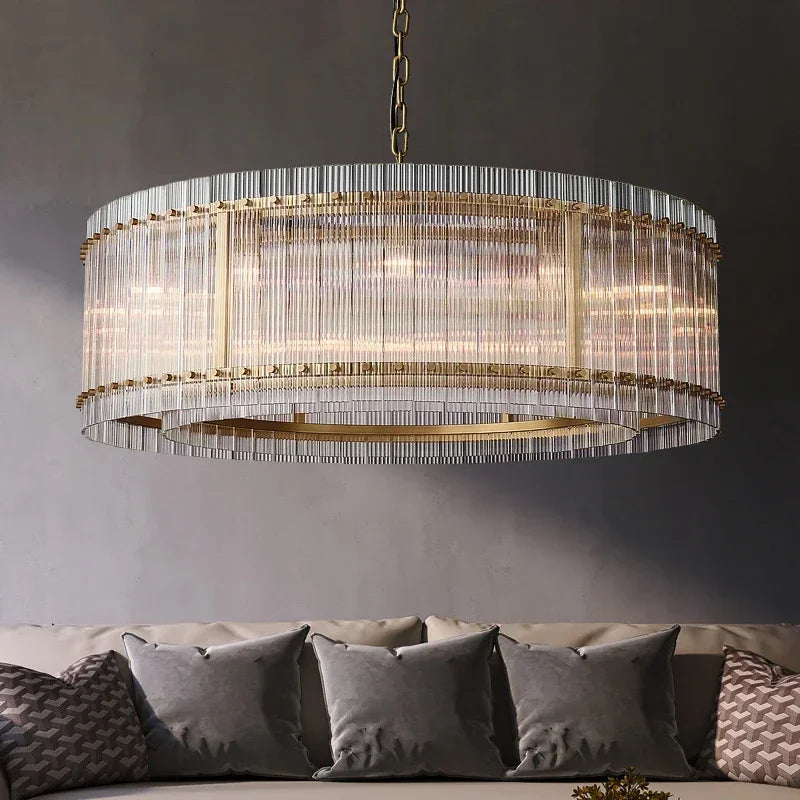 ثريا كريستال بحلقات مزدوجة ذهبية DecorBites™ لغرفة النوم وغرفة الطعام وغرفة المعيشة