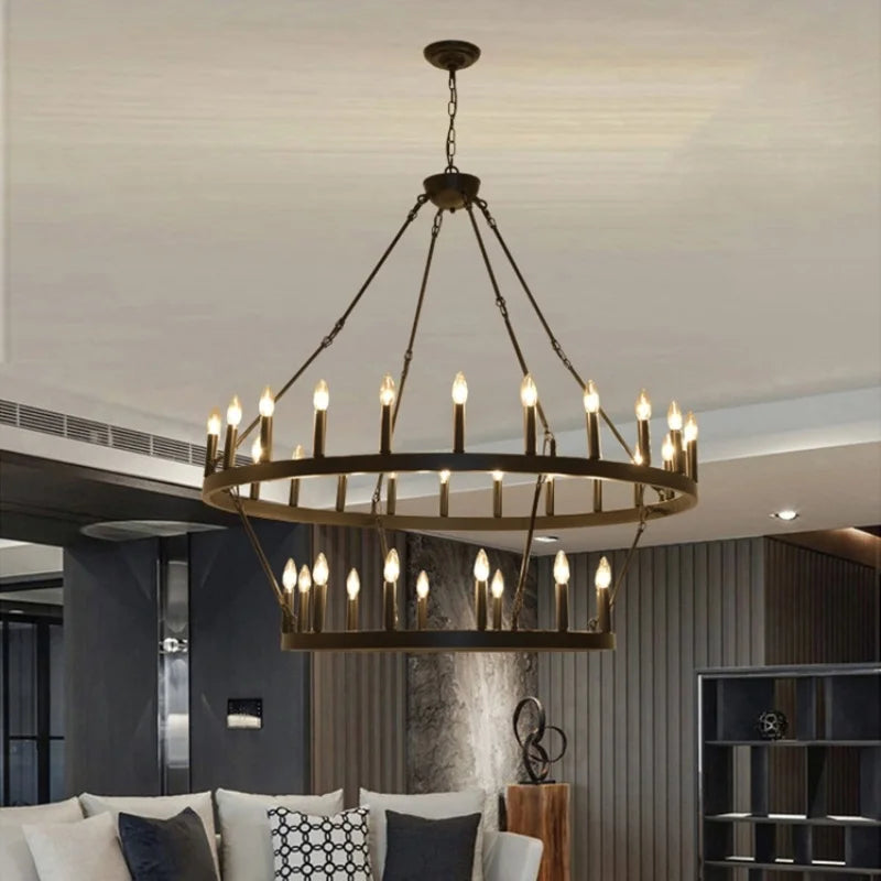 DecorBites™ Black Metal LED Pendant Chandelier for Living Room and Stairs