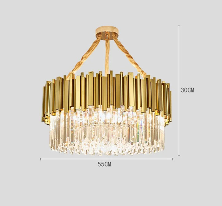 DecorBites™ Crystal LED Pendant Lights: Luxury Gold Plating Metal Hanging Lamp for Living, Dining, Bedroom
