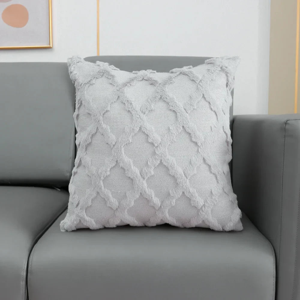 DecorBites™ Fluffy Embroidery Diamond Cushion Cover for Home Decor - 45x45cm