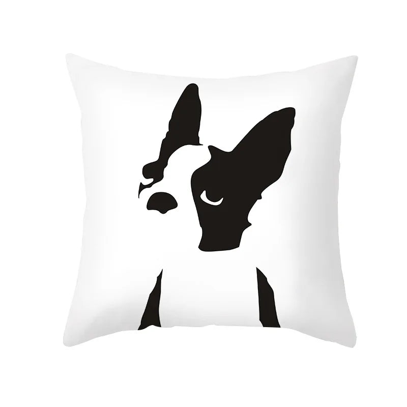 DecorBites™ Black Geometry Letters Print Cushion Cover for Home Decor & Office