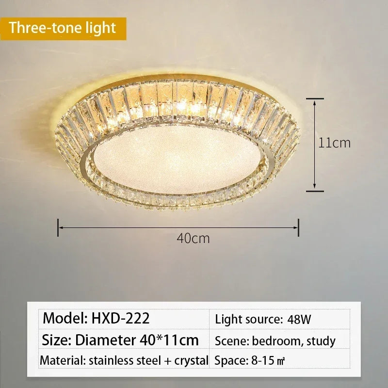 مصباح سقف LED من الكريستال الذهبي من DecorBites™ لغرفة الطعام والمعيشة