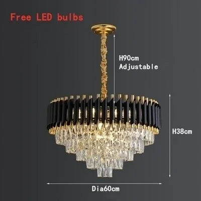 ثريا كريستال سوداء DecorBites™: إضاءة LED عصرية فاخرة لغرفة المعيشة وغرفة النوم