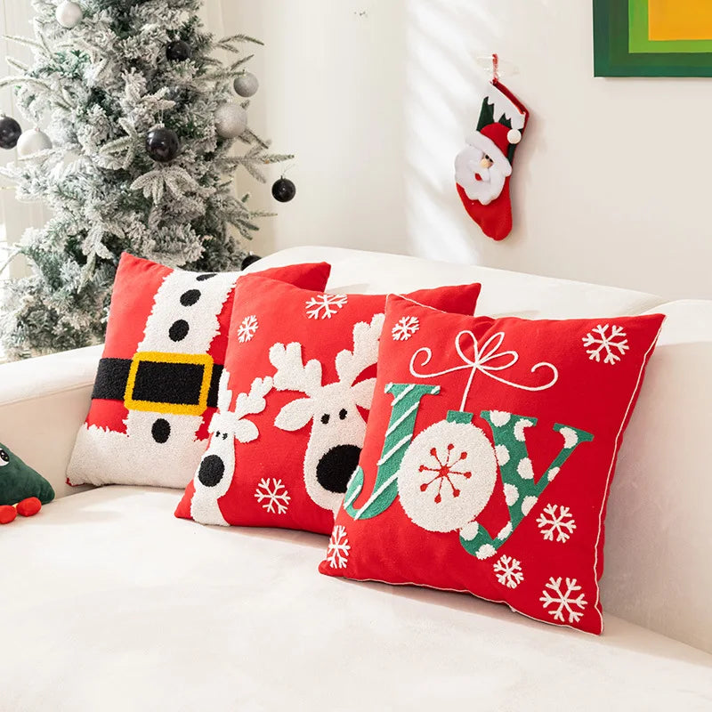 DecorBites™ Embroidered Christmas Pillow Cases for Festive Decor