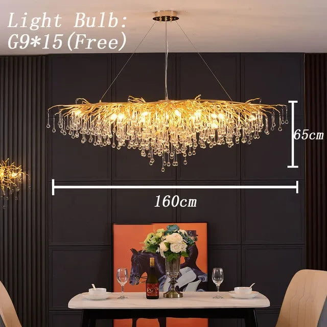 ثريا DecorBites™ الذهبية ذات الفروع الكريستالية لديكور غرف الطعام والمعيشة والنوم
