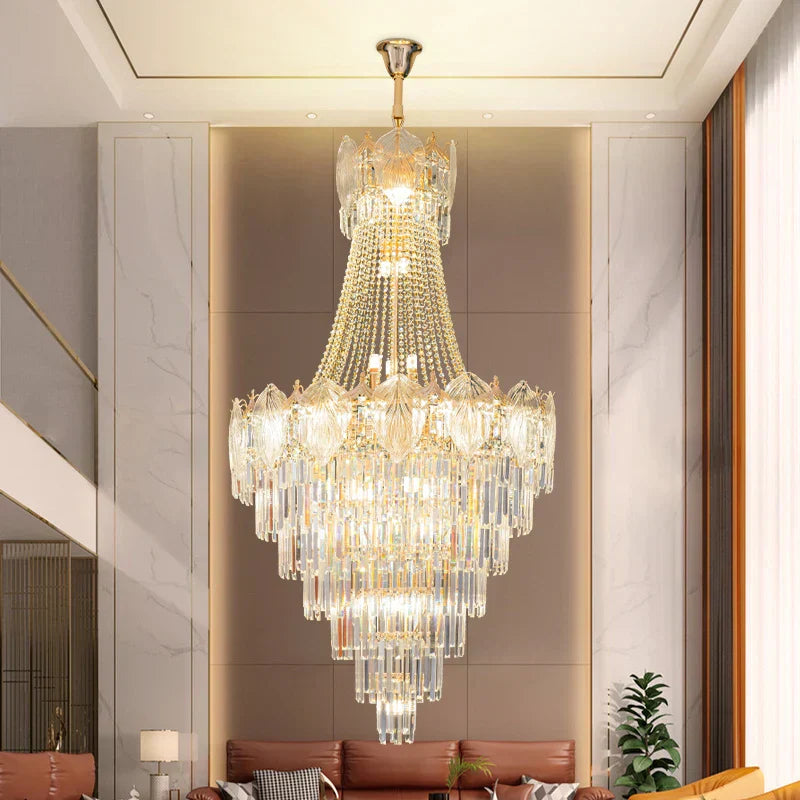 DecorBites™ Elegant Crystal Duplex Chandelier for Livingroom, Hotel, and Villa