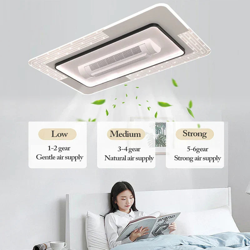 مروحة سقف DecorBites™ LED بدون شفرات مع جهاز تحكم عن بعد قابل للتعتيم وإضاءة داخلية عصرية