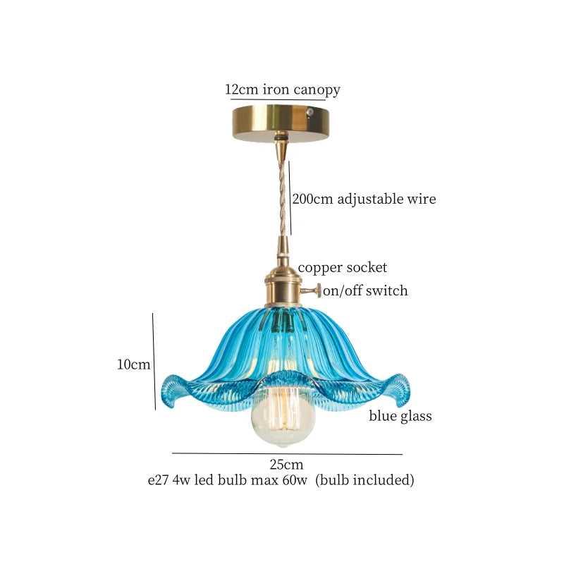 DecorBites™ Green Brass Glass LED Pendant Light for Kitchen Cafe Bar Loft Decoration