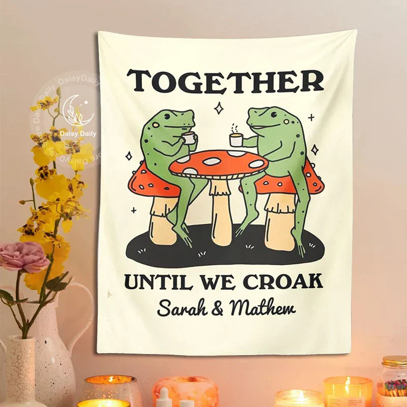DecorBites™ Cute Cartoon Frog Moon Phase Tapestry for Girls Dorm Room Decor