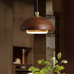 Nordic Wood And Acrylic Pendant Light In Brown