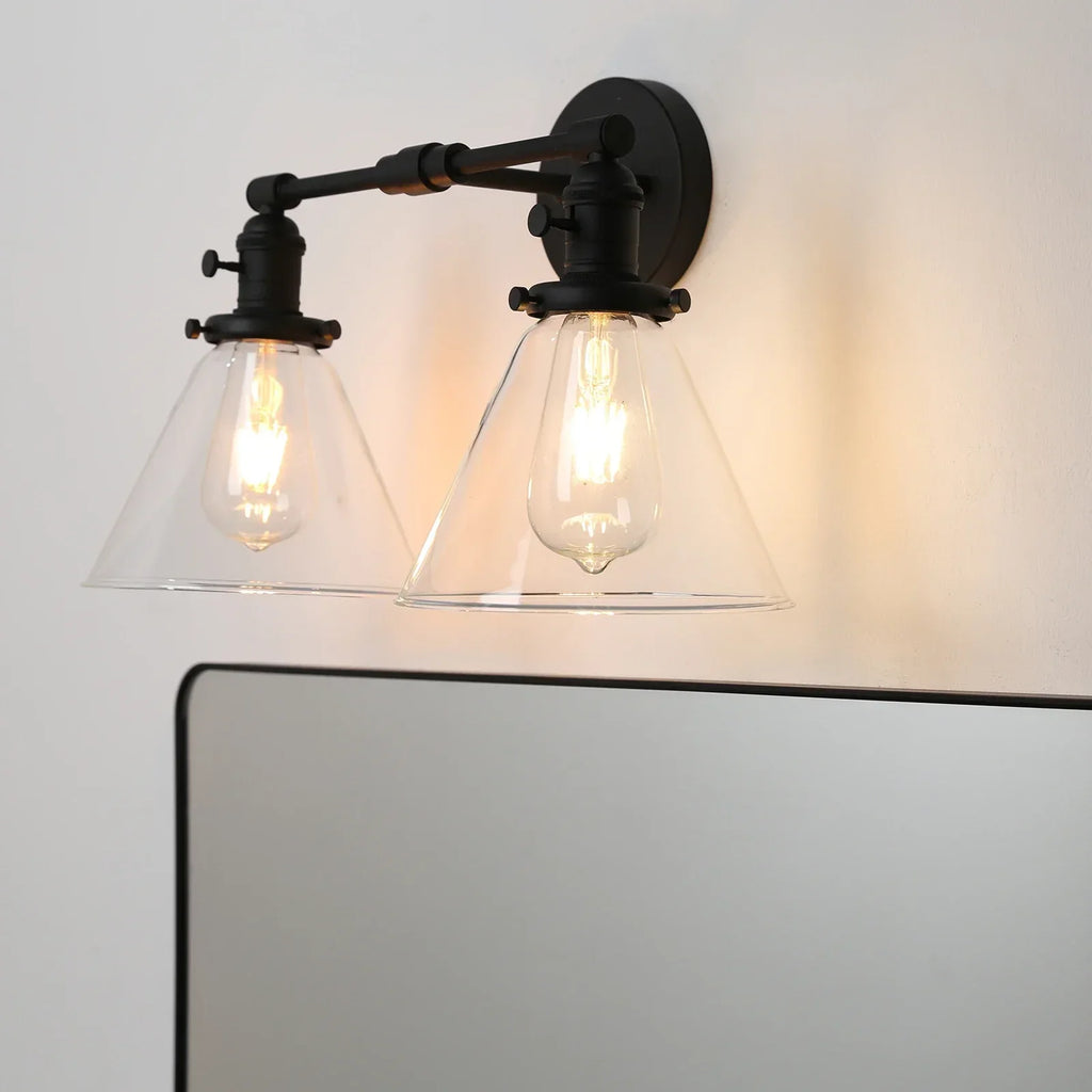 DecorBites™ Double Cone Glass Industrial Wall Sconce - Dual Light Fixture