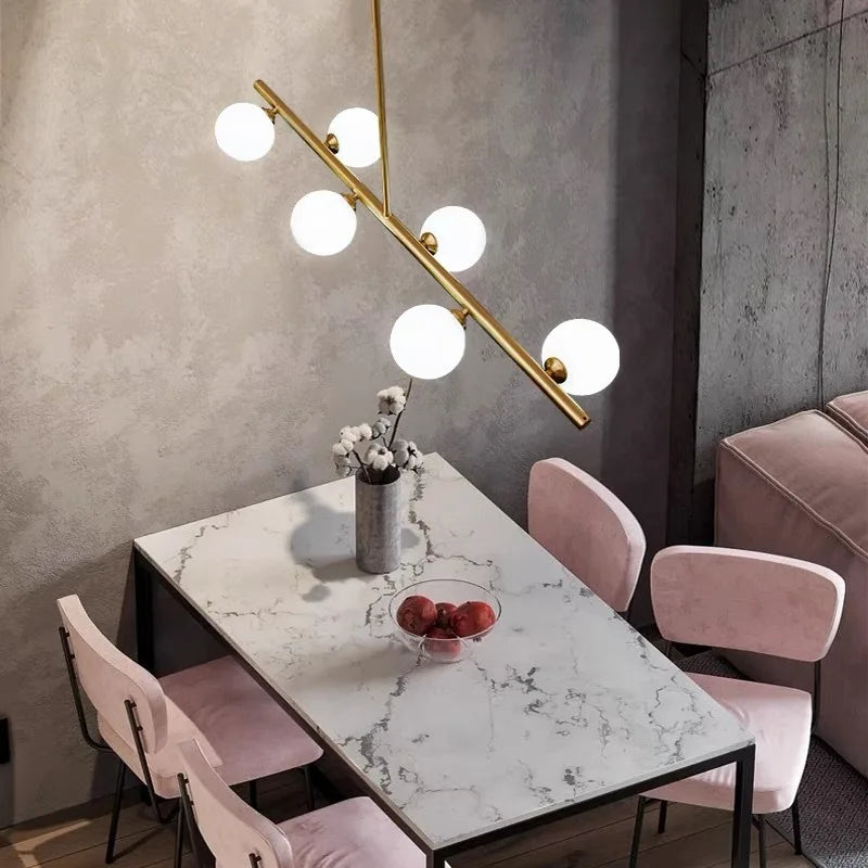 مصباح معلق DecorBites™ الذهبي الكروي الزجاجي LED لإنارة المطابخ وغرف الطعام