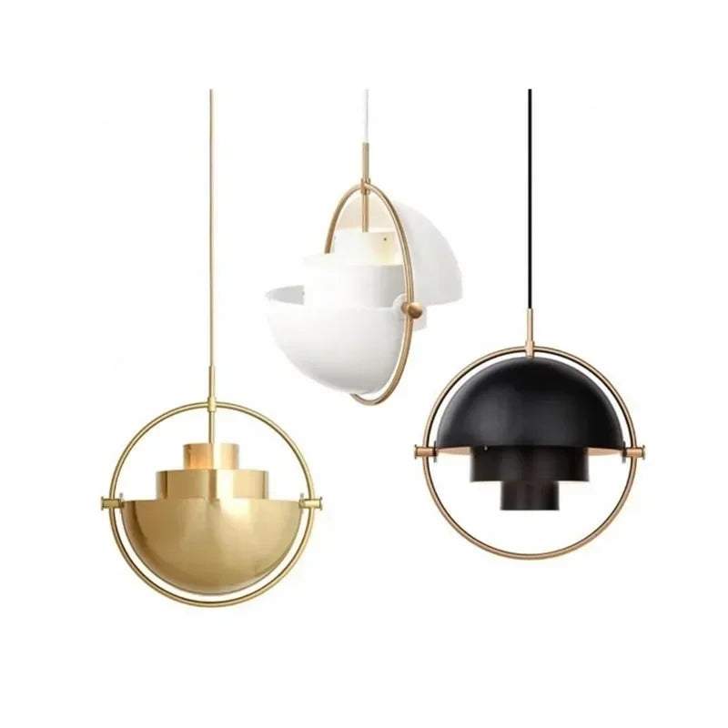 Danish Iron And Glass Pendant Light in Gold or Chrome