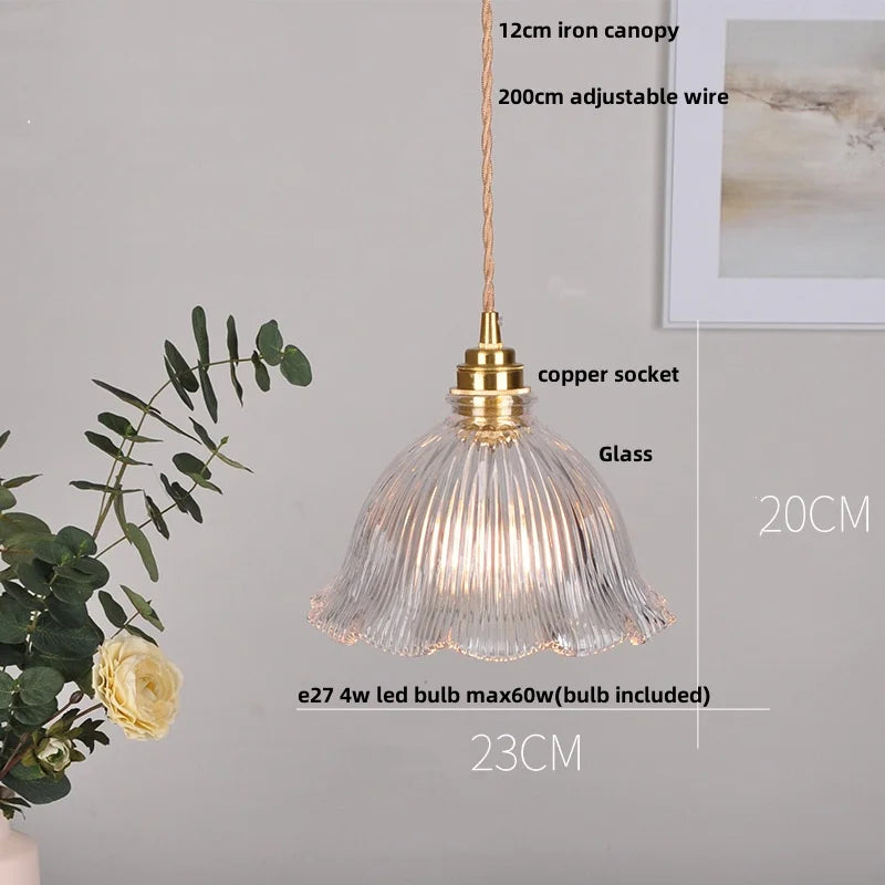DecorBites™ Clear Glass LED Pendant Lights with Copper Knob Switch for Dining Room