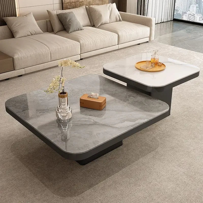 DecorBites™ Light Luxury Rock Square Coffee Table Modern Minimalist Living Room Combo