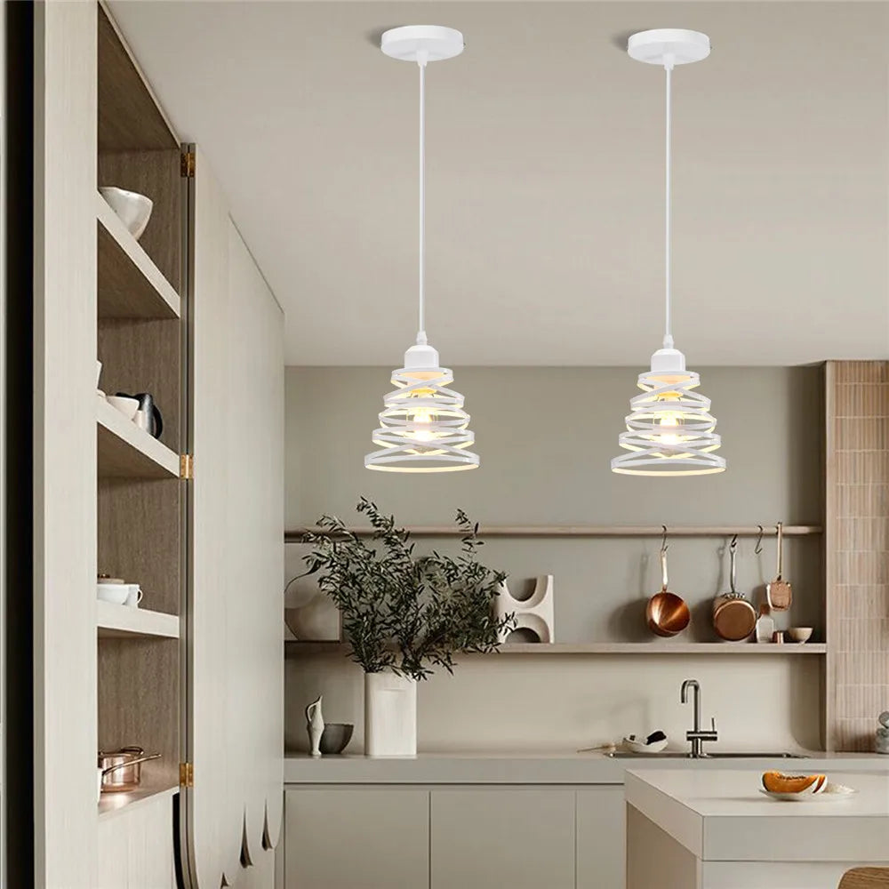 مصباح سقف متدلي DecorBites™ Iron Cage Ring Chandelier للمطبخ وغرفة المعيشة