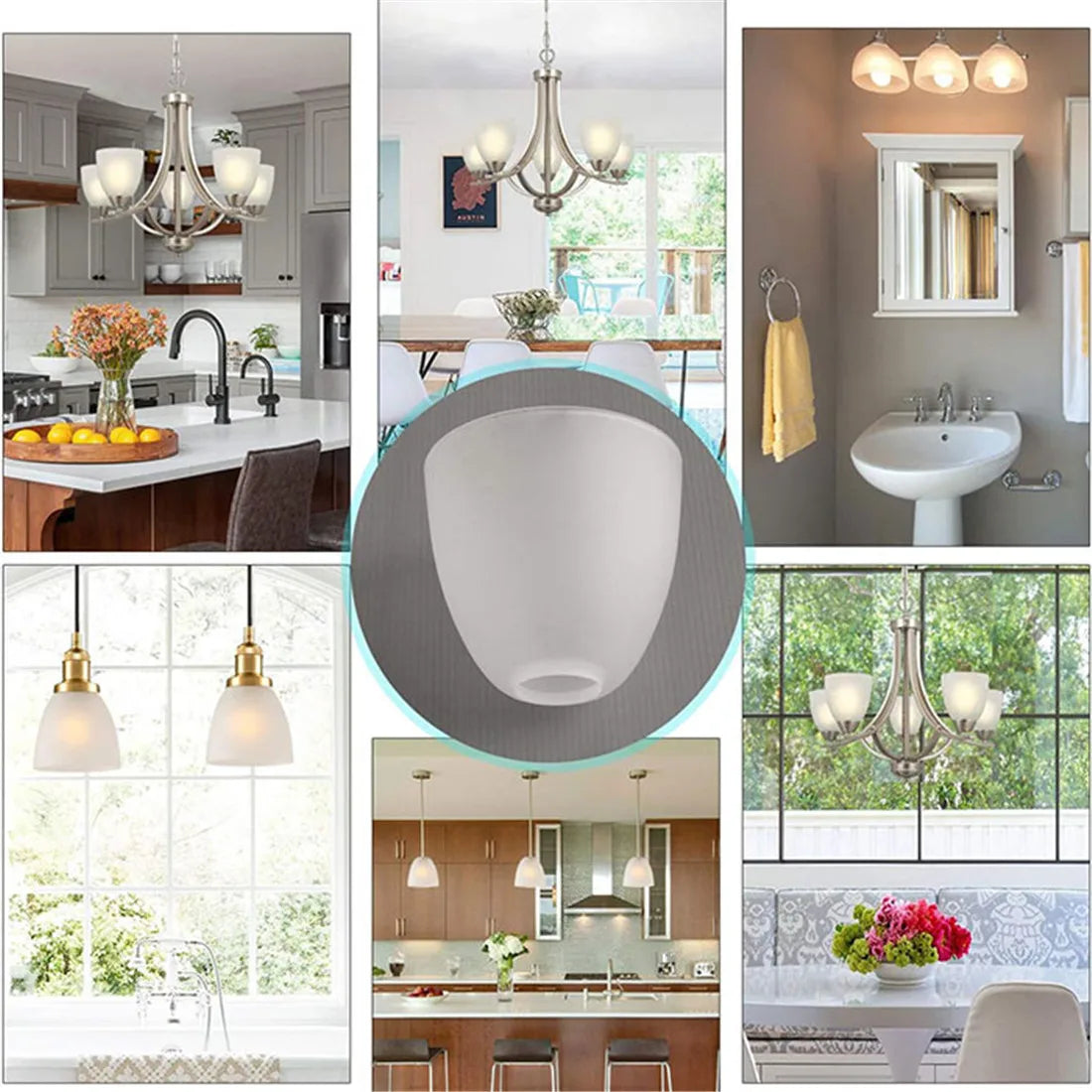 DecorBites™ Frosted Glass Shade for E27 E26 Ceiling Fan Wall Light Pendant Lamp