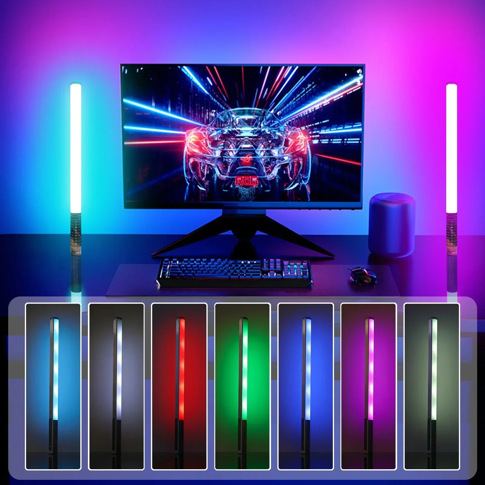 مجموعة حامل ثلاثي القوائم لمصباح LED من DecorBites™: وضع الموسيقى Mood1 RGB بطول 85 سم لتصوير الفيديو والاستوديو
