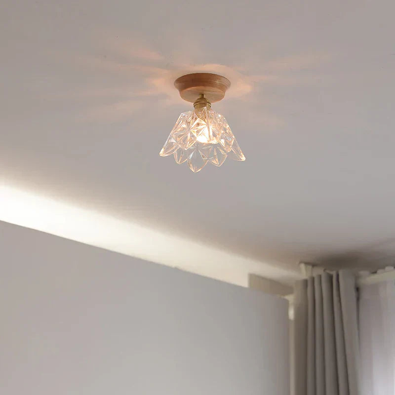DecorBites™ Glass Wood LED Ceiling Lamp for Home Lighting and Decoration