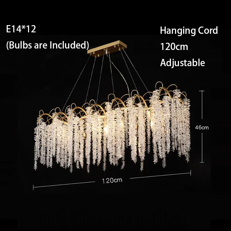 DecorBites™ Crystal Wistaria Ceiling Chandelier - Artistic Branch Design Pendant Lighting for Home Decor