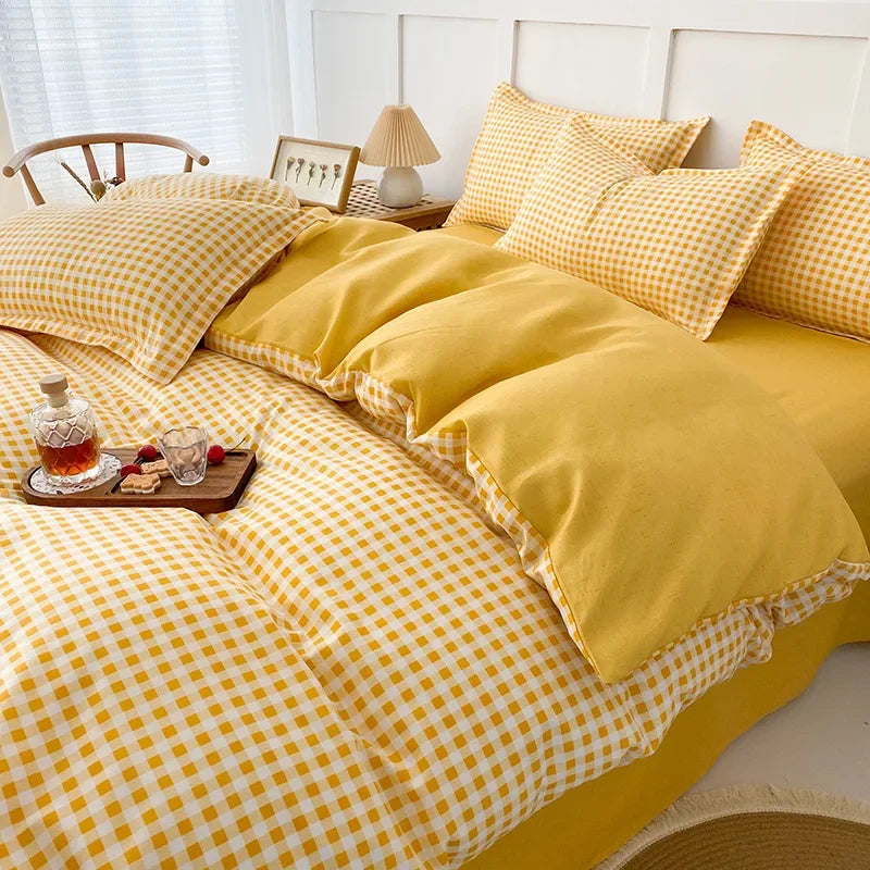 DecorBites™ 4-Piece Geometric Floral Quilt Cover Set for 1.5/1.8/2M Beds