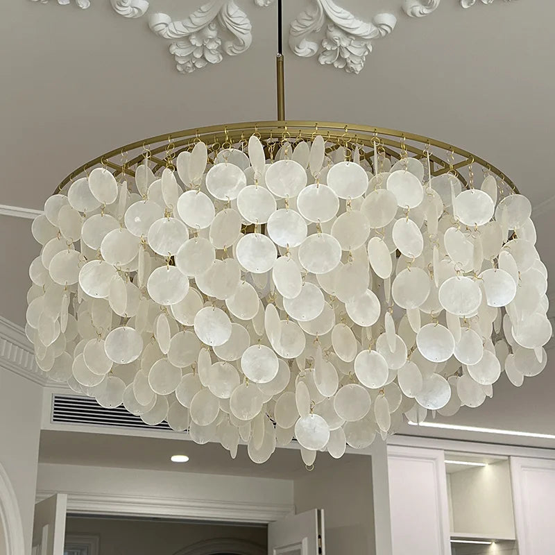 DecorBites™ Aeolian Bells Shell Chandelier for Mediterranean Living Room, Shop, Bar, and Restaurant