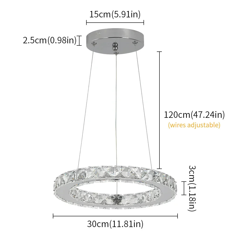 DecorBites™ Crystal LED Chandelier: Modern Pendant Light for Luxury Home Decor and Living Room