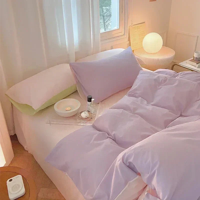 DecorBites™ Cotton Queen Bedding Set: Duvet Cover, Sheets, Quilt Cover, Pillow Covers -Soft & Comfortable