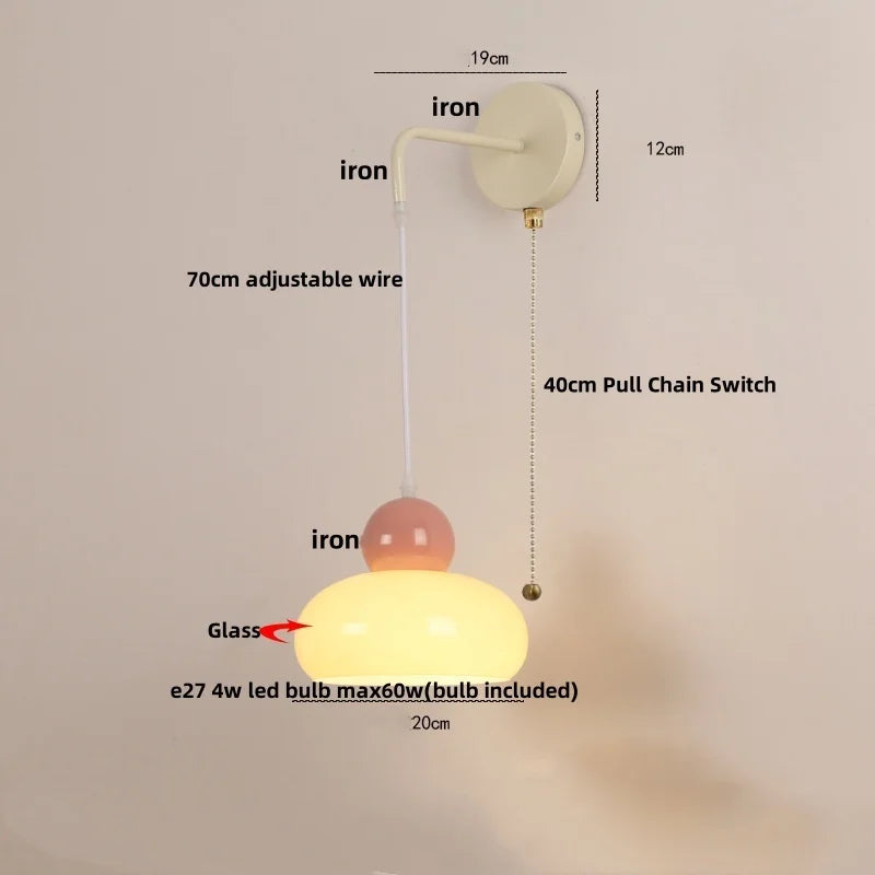 DecorBites™ Iron Nordic LED Wall Light Fixture Glass Adjustable Bedside Lamp
