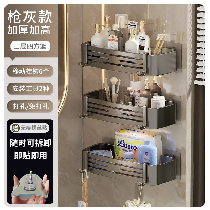 DecorBites™ Corner Shelf Organizer: Wall Mounted Storage Rack for Bathroom and Kitchen