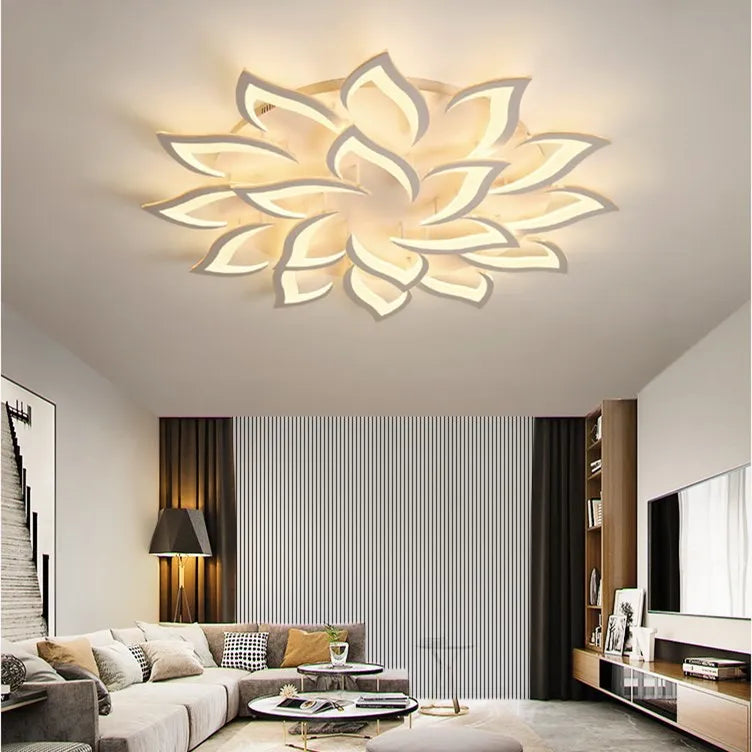 ثريا لوتس من DecorBites™: مصباح سقف LED عصري للمنزل، غرفة المعيشة، وغرفة النوم.