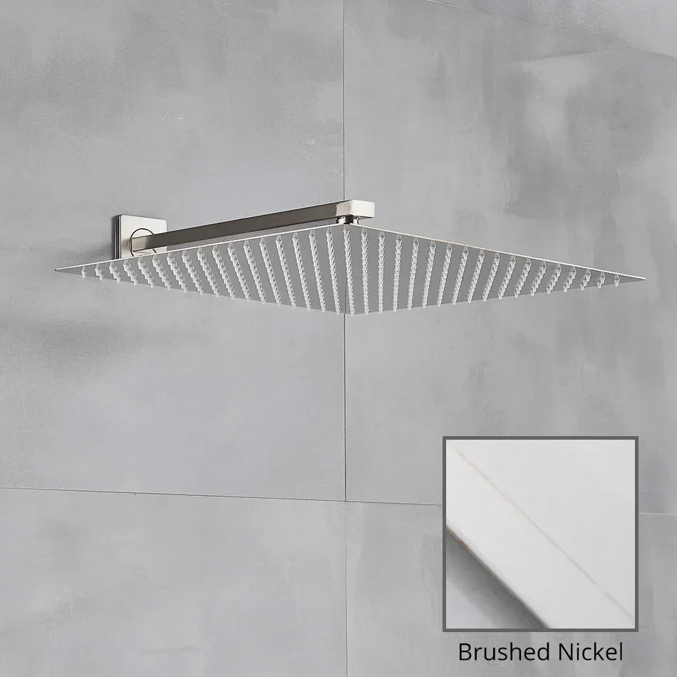 DecorBites™ 16" Luxury Rain Shower Head with Wall Mounted Shower Arm - Bathroom Accessory