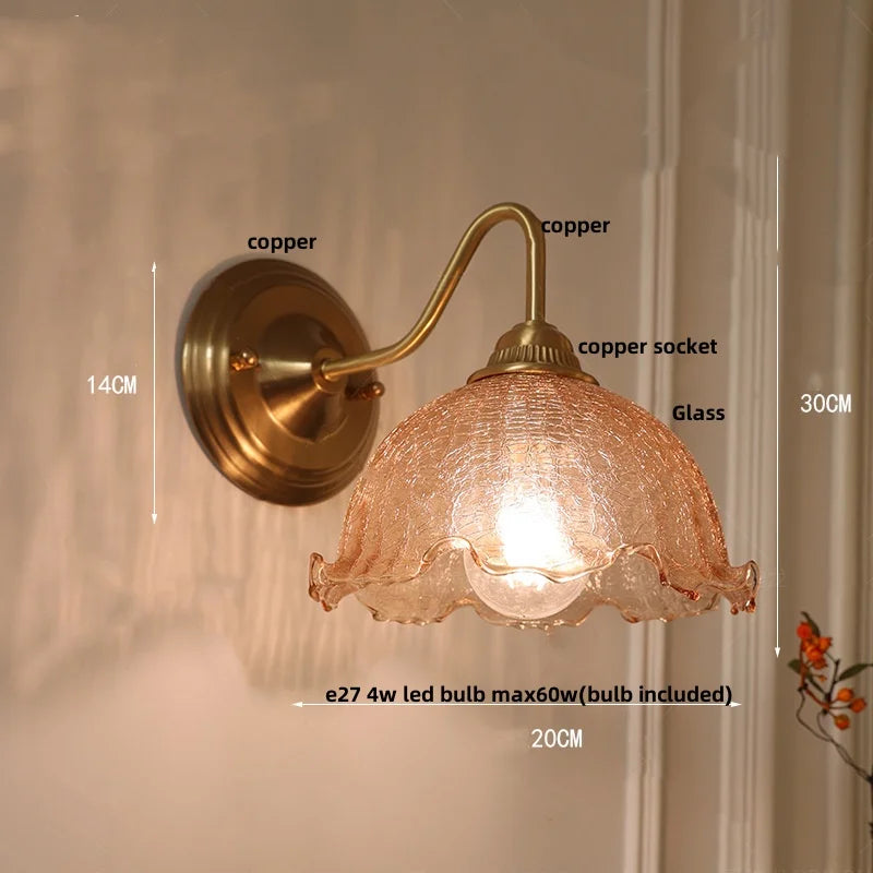 DecorBites™ Clear Glass LED Wall Sconce Nordic Modern Brass Light Fixture Applique Murale