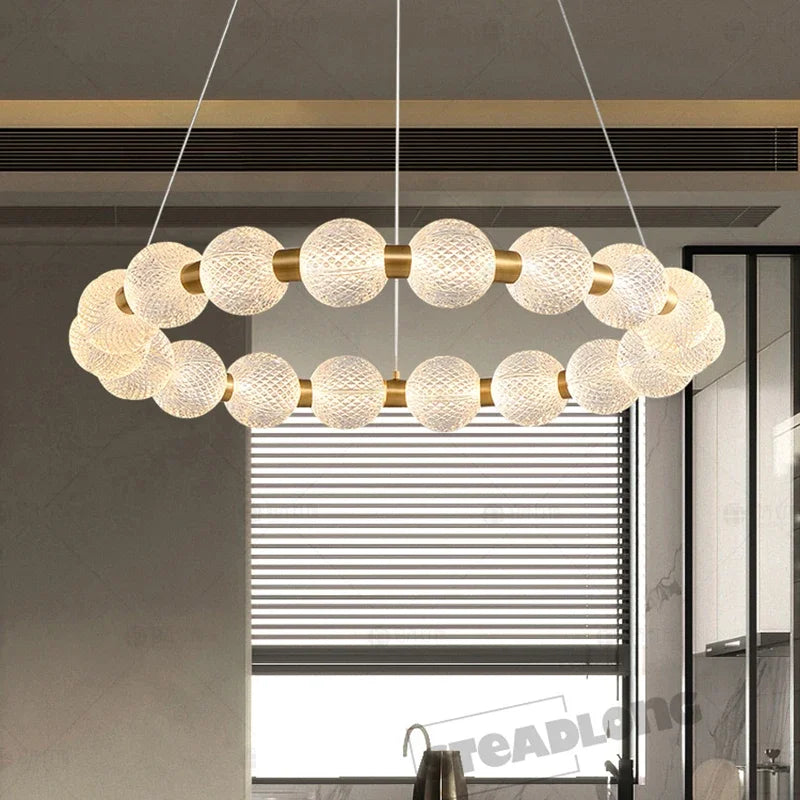 DecorBites™ Glass Ball LED Ceiling Chandelier: Modern Living Room Bedroom Pendant Light