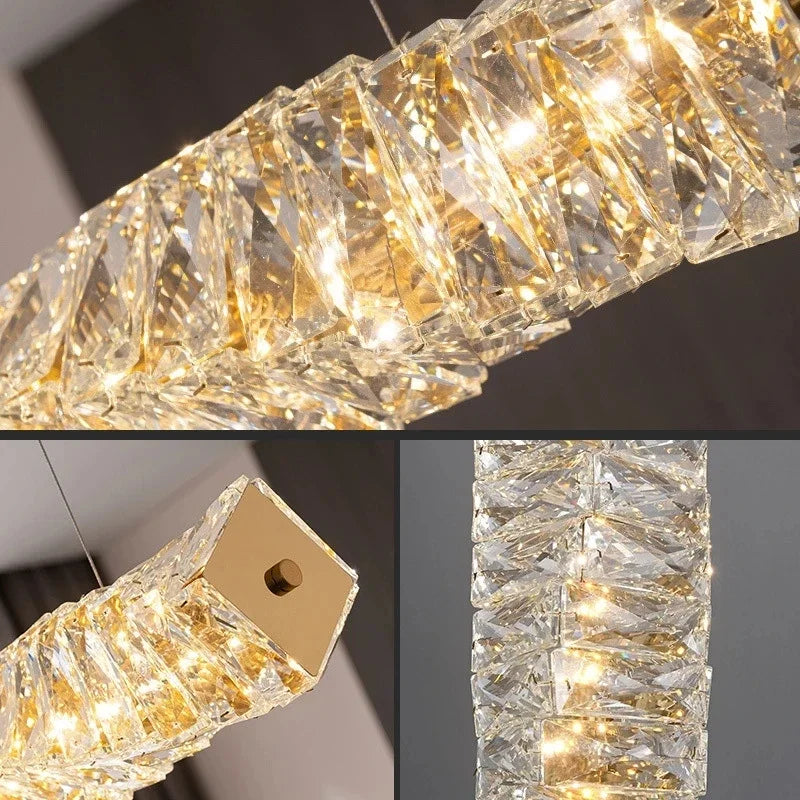 Lustre Plafonnier Suspendu LED en Cristal DecorBites™ pour Îlot de Cuisine, Salle à Manger et Salon