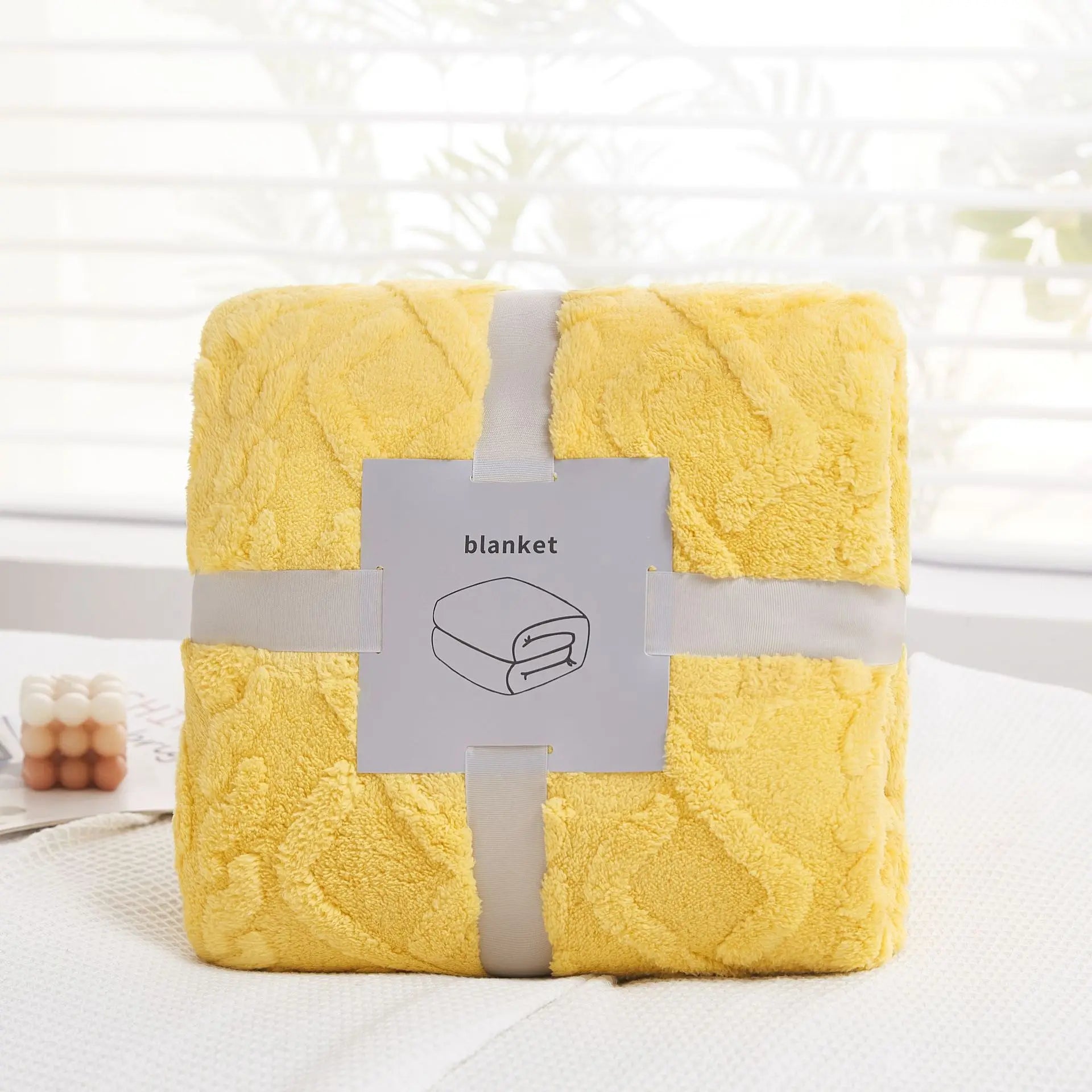 DecorBites™ Cozy Jacquard Plush Blanket: Soft Winter Sofa Throw, Office Travel Nap Shawl