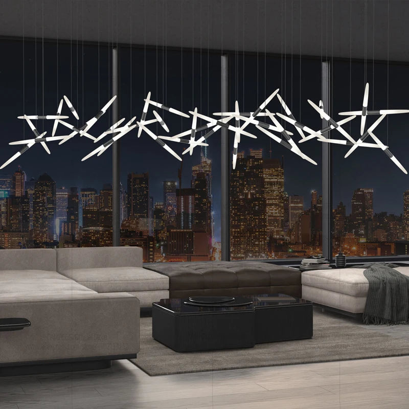 Modern Black Multi-Light Stairwell Pendant Light