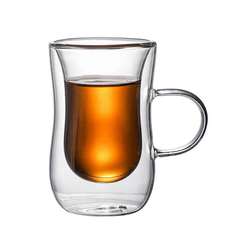 DecorBites™ Double Glass Insulated Tea Cup Set - 80ml European Design