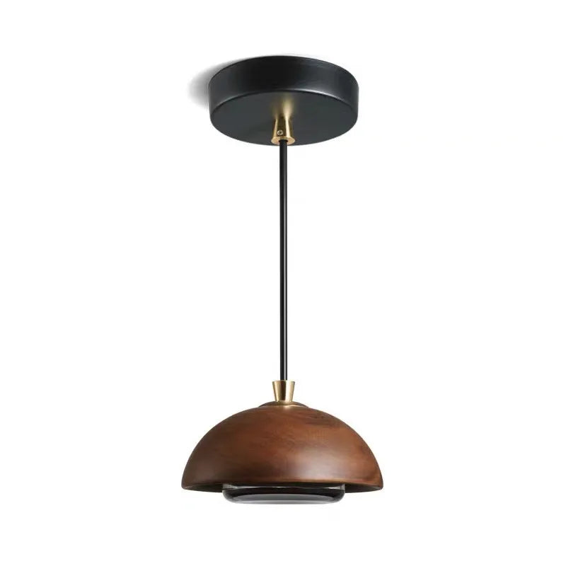 Nordic Wood And Acrylic Pendant Light In Brown