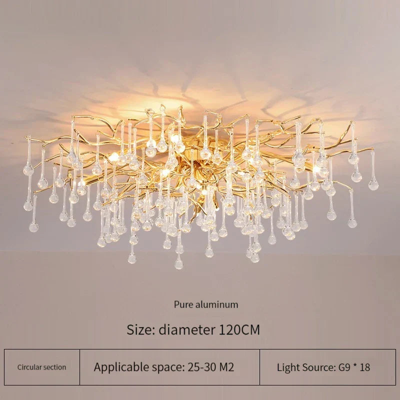 DecorBites™ Elegant Gold Crystal Chandelier for Modern Luxury Living Spaces