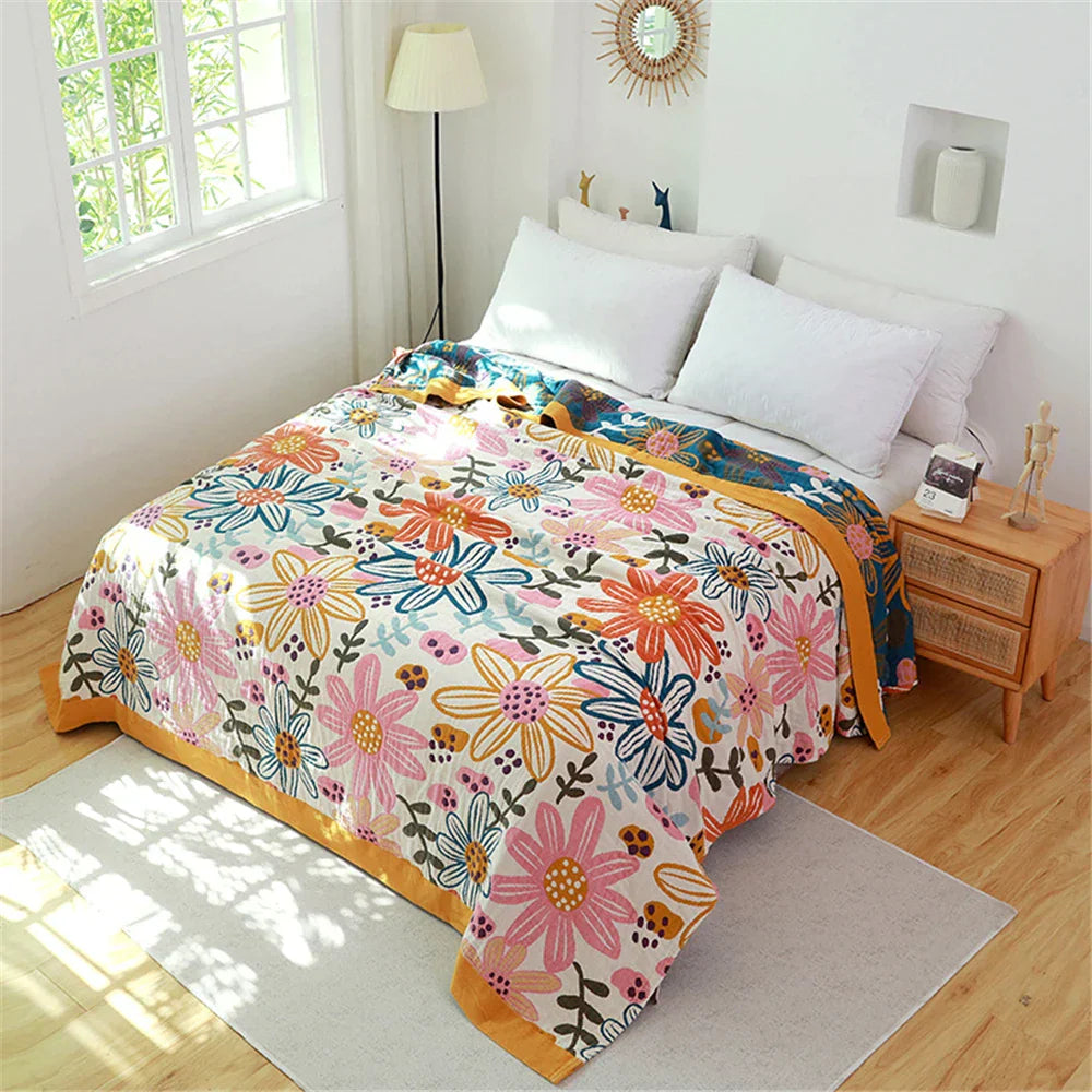 Couverture Serviette en Gaze de Coton DecorBites™ - Jacquard Double Face Teint en Fil pour Adultes et Enfants