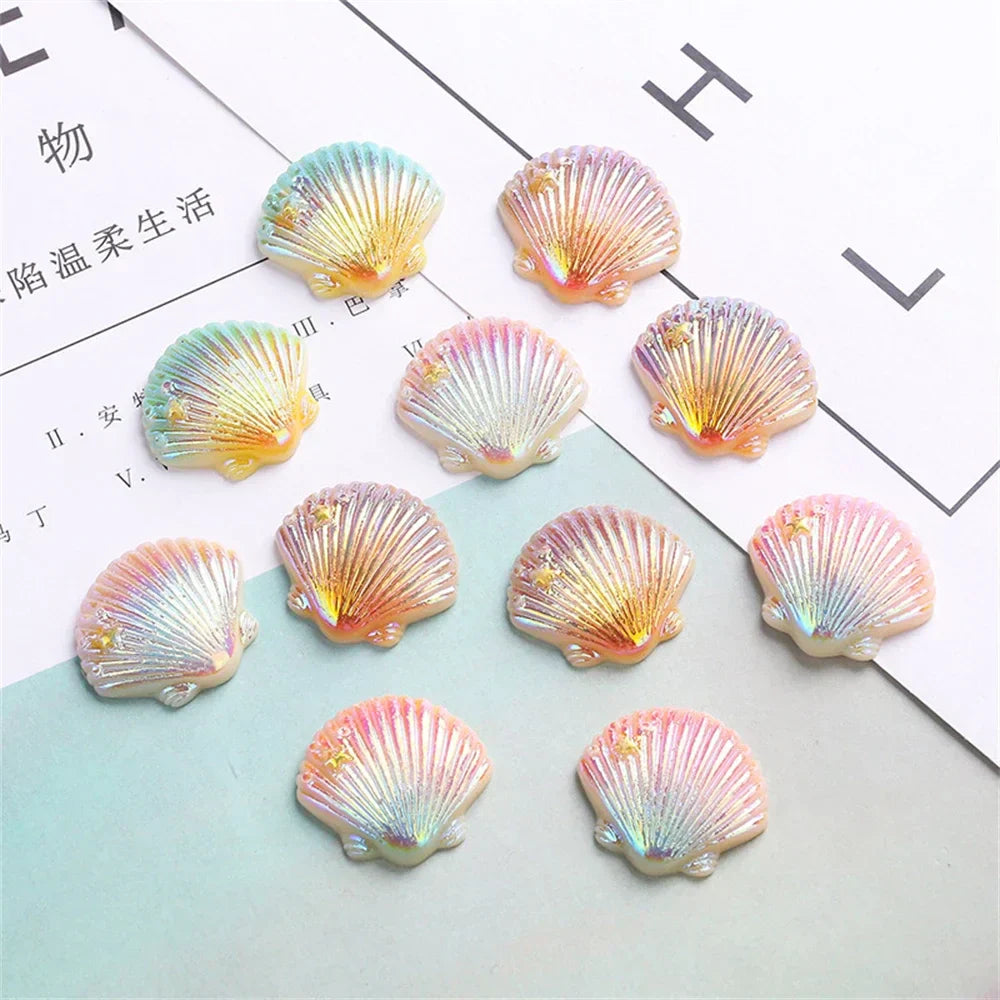 A fralia™ Colorful Pearl Shells Beach Decor Resin Cabochons Marine Style Embellishment
