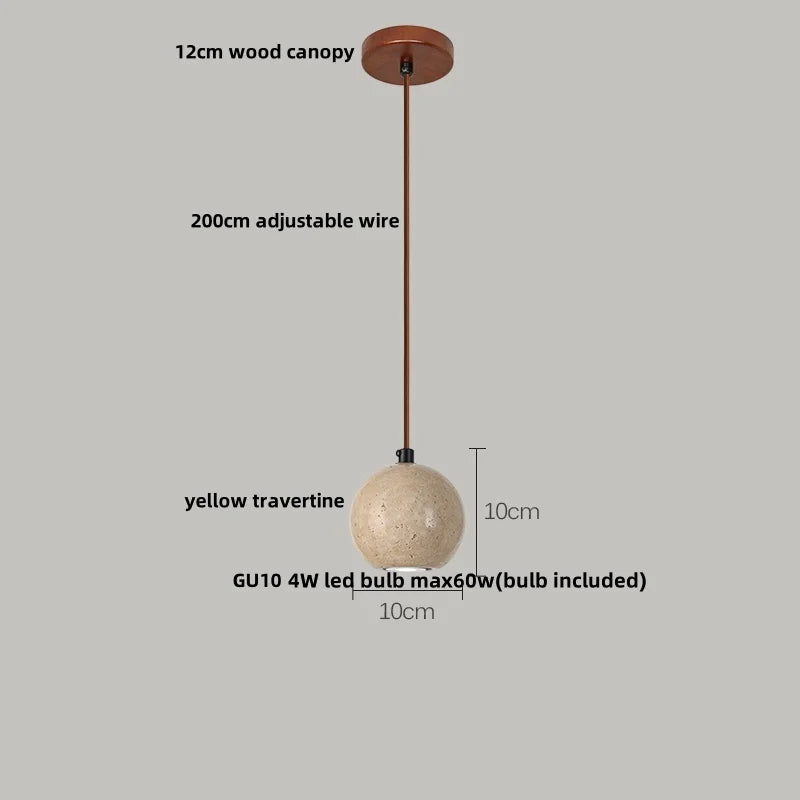 DecorBites™ Cave Stone LED Pendant Lights Wood Home Decor Yellow Globe Hanging Lamp