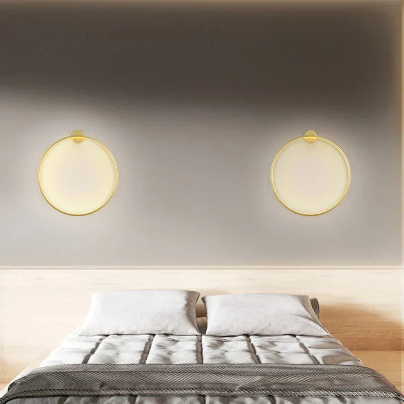 DecorBites™ مصباح حائط LED ذهبي أسود على شكل حلقة لغرفة المعيشة وغرفة النوم