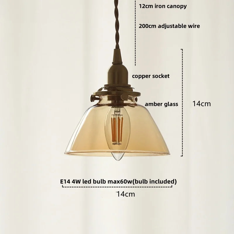 DecorBites™ Amber Glass LED Pendant Light - Nordic Modern Balcony Foyer Coffee Wall Lamp