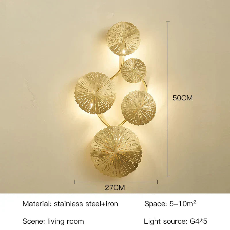 Applique murale DecorBites™ Industrielle Nordique Feuille de Lotus : Style Loft Rétro pour Maison, Hôtel, Couloir