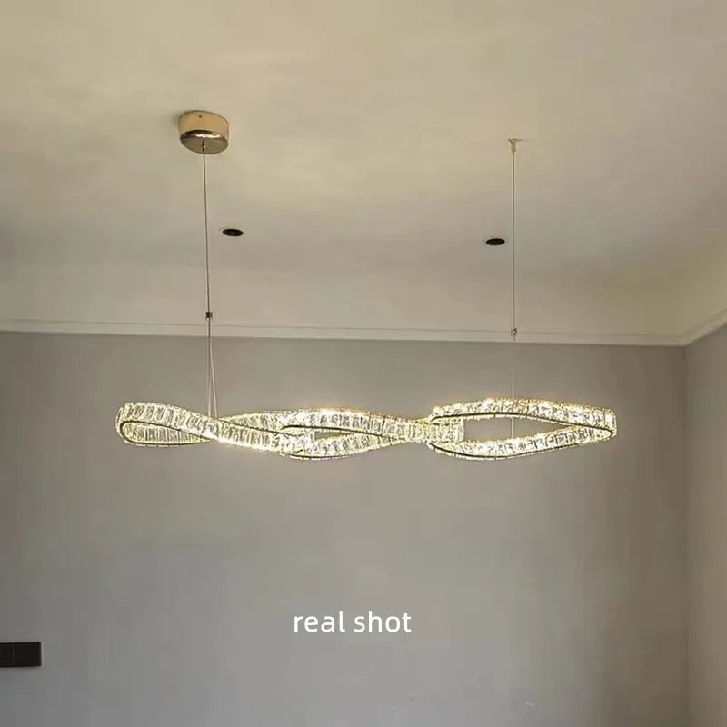 DecorBites™ Gold Metal Crystal Pendant Light Luxury Dimmable LED Hanging Lamp