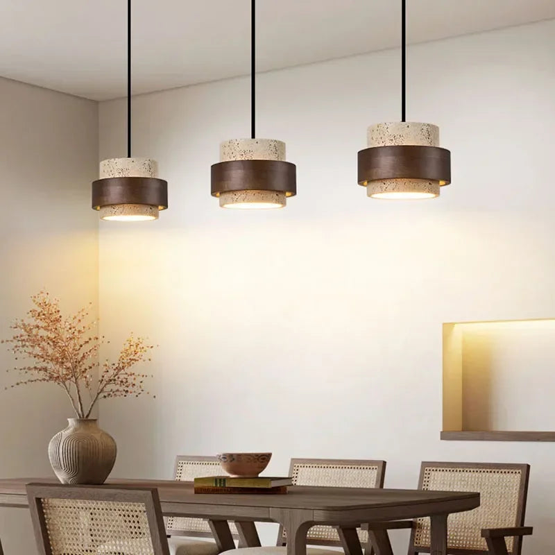 Japanese Wabi Sabi Stone Pendant Light in White or Gray
