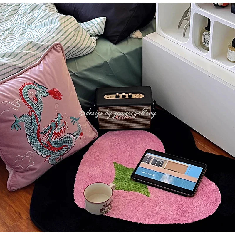 DecorBites™ Dragon Velvet Pillow Cover 48x48 Pink Outdoor Decor for Couch Bed
